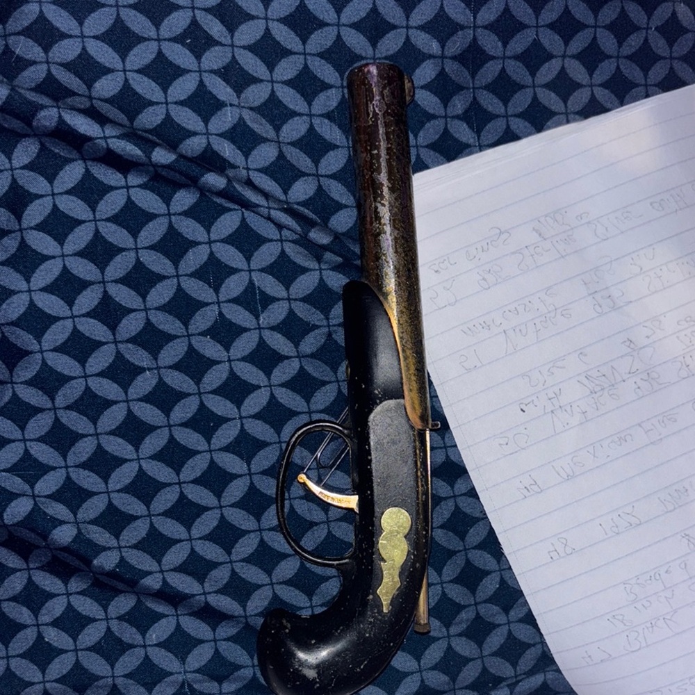 Vintage Black and Gold Decorative Pistol